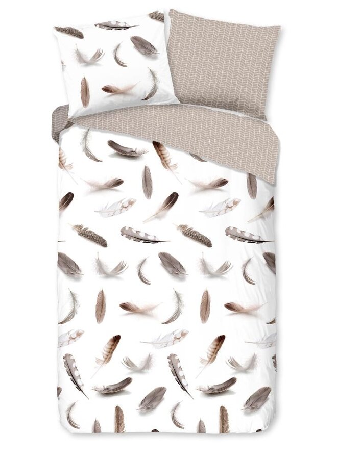 Good Morning Dekbedovertrek Feathers Wit - Flanel