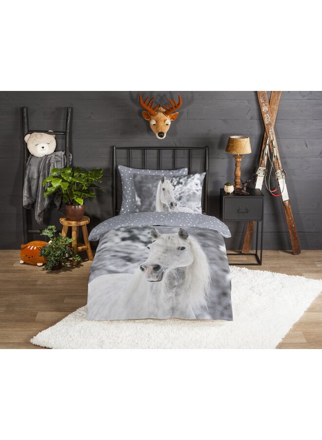 Good Morning Dekbedovertrek Kids Bonnie Grijs - Flanel