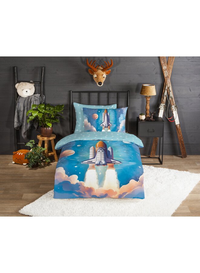 Good Morning Dekbedovertrek Kids Fred Blauw - Flanel