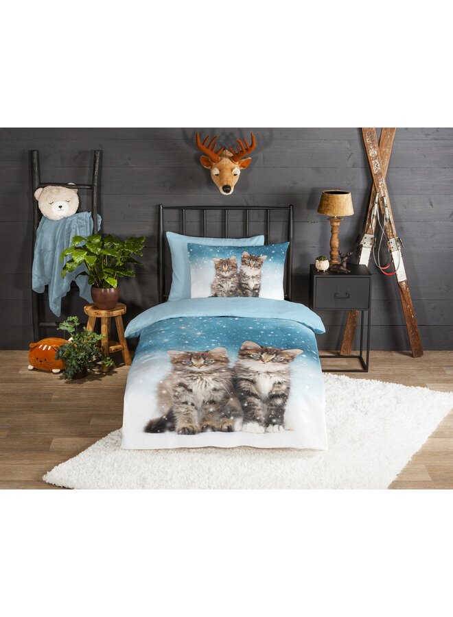 Good Morning Dekbedovertrek Kids Family Blauw - Flanel