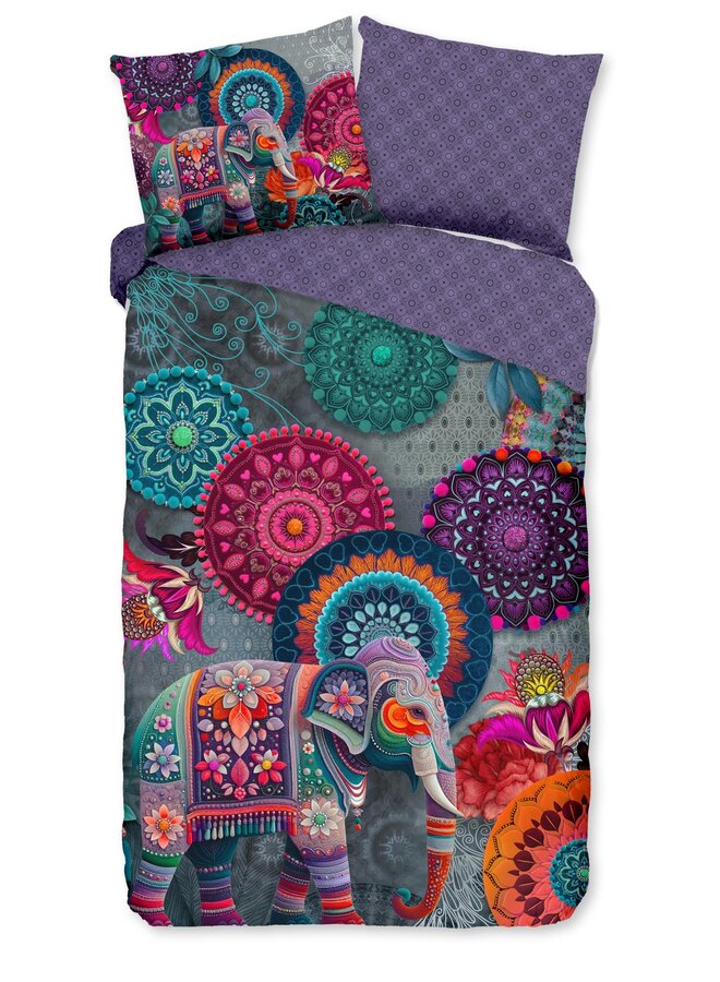 HIP Dekbedovertrek Abhay Paars - Katoensatijn