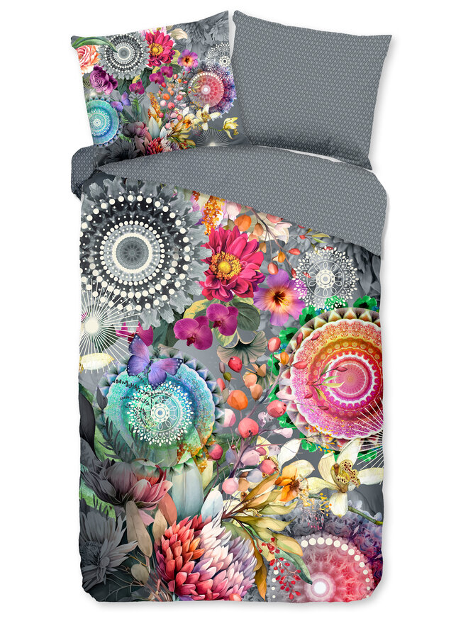 HIP Dekbedovertrek Olinga Grijs - Katoensatijn