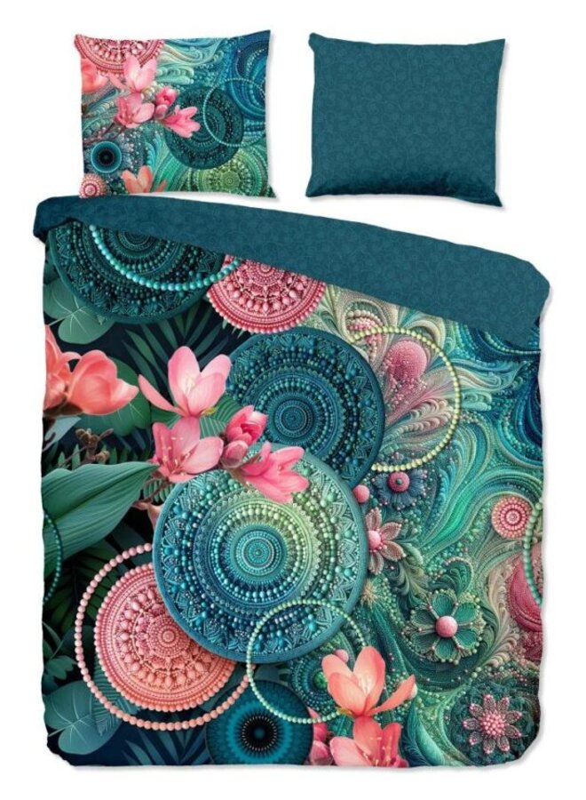 Dekbedovertrek Zarha Petrol - Katoensatijn PL1