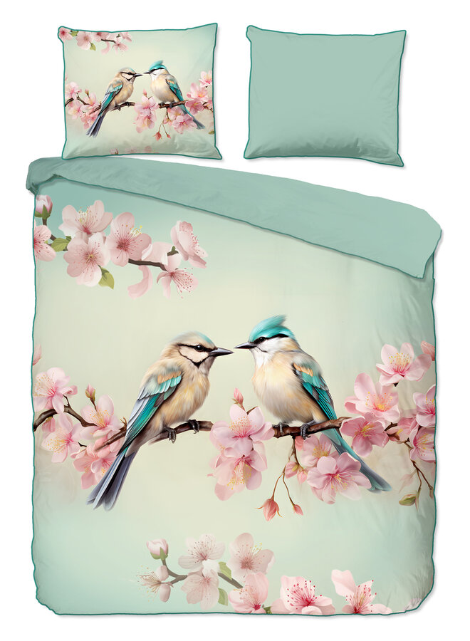 Descanso Dekbedovertrek Minne Mintgroen - Katoensatijn