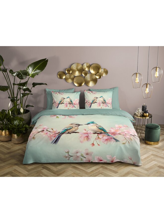 Descanso Dekbedovertrek Minne Mintgroen - Katoensatijn