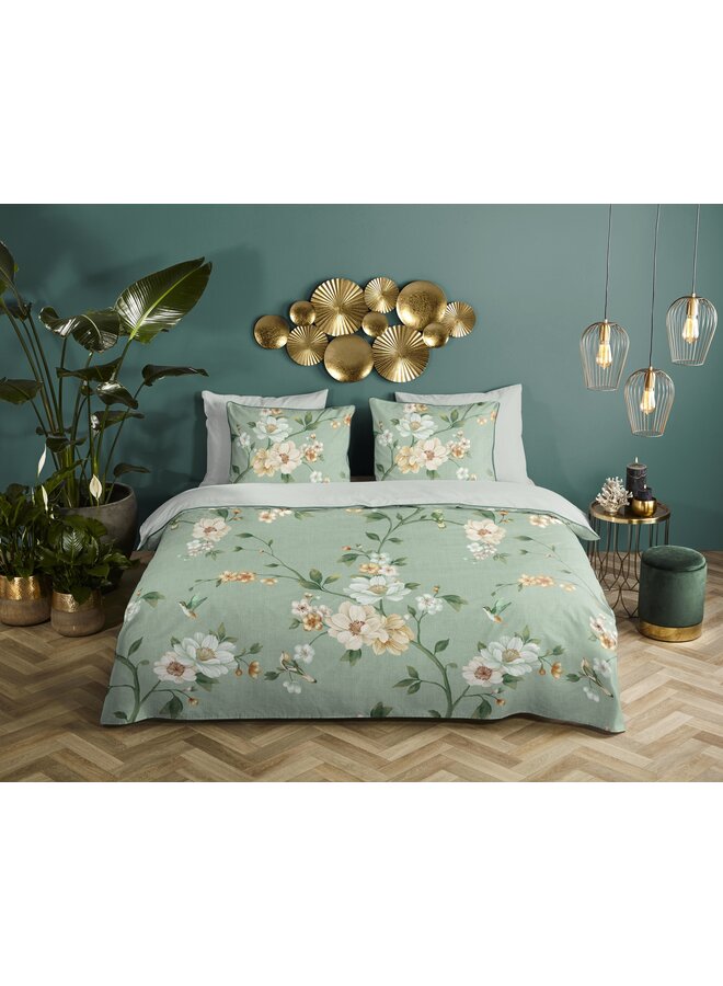 Descanso Dekbedovertrek Sizena Groen - Katoensatijn