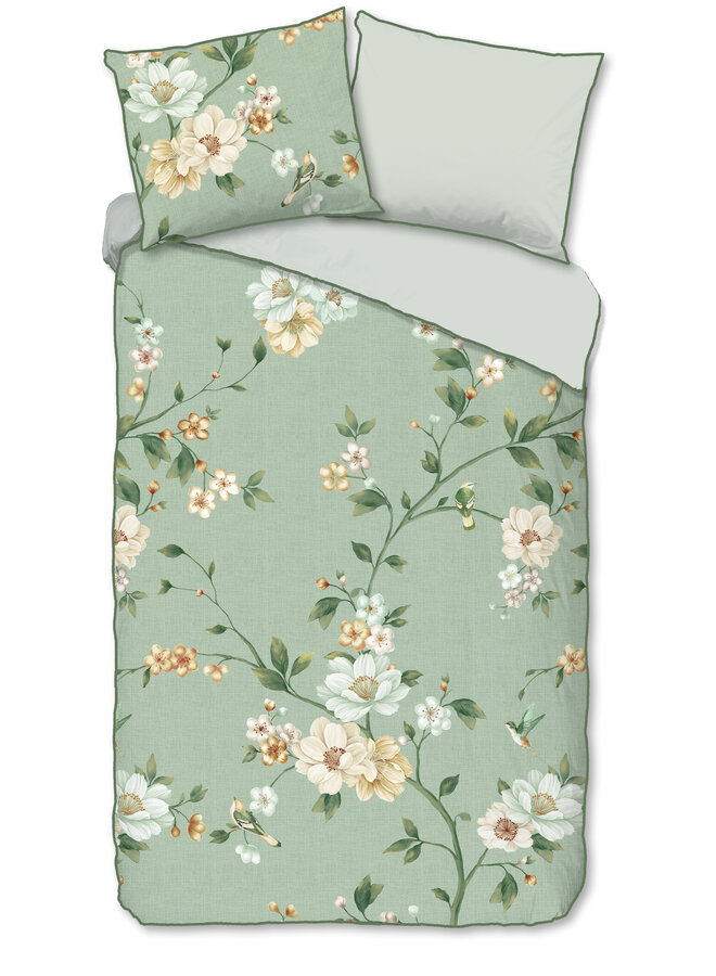 Descanso Dekbedovertrek Sizena Groen - Katoensatijn