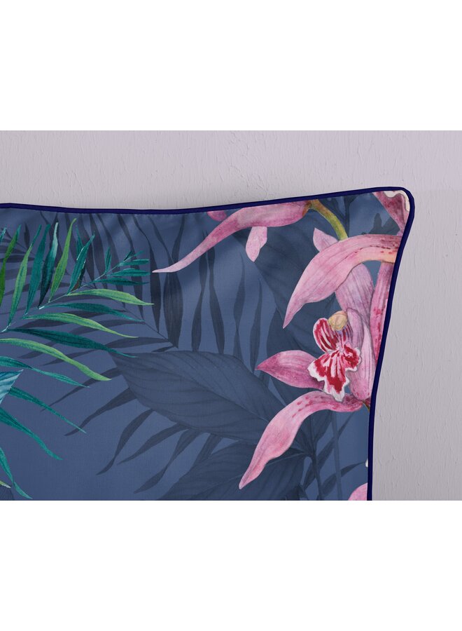 Descanso Dekbedovertrek Mae Blauw - Katoensatijn