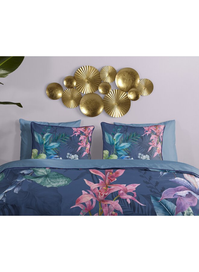 Descanso Dekbedovertrek Mae Blauw - Katoensatijn