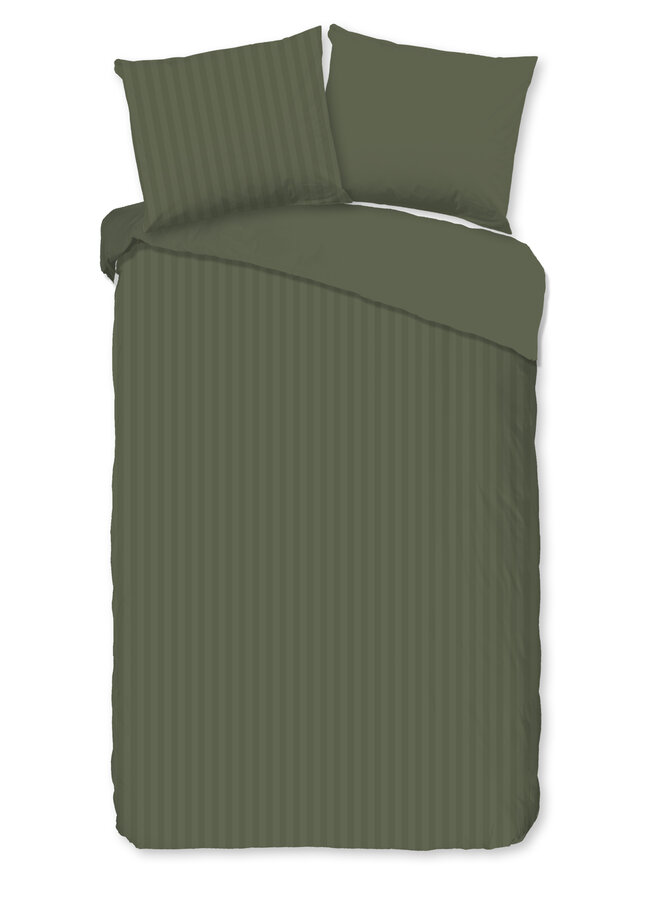 Descanso Dekbedovertrek Hotel Linnen Sevilla Olijfgroen - Katoensatijn