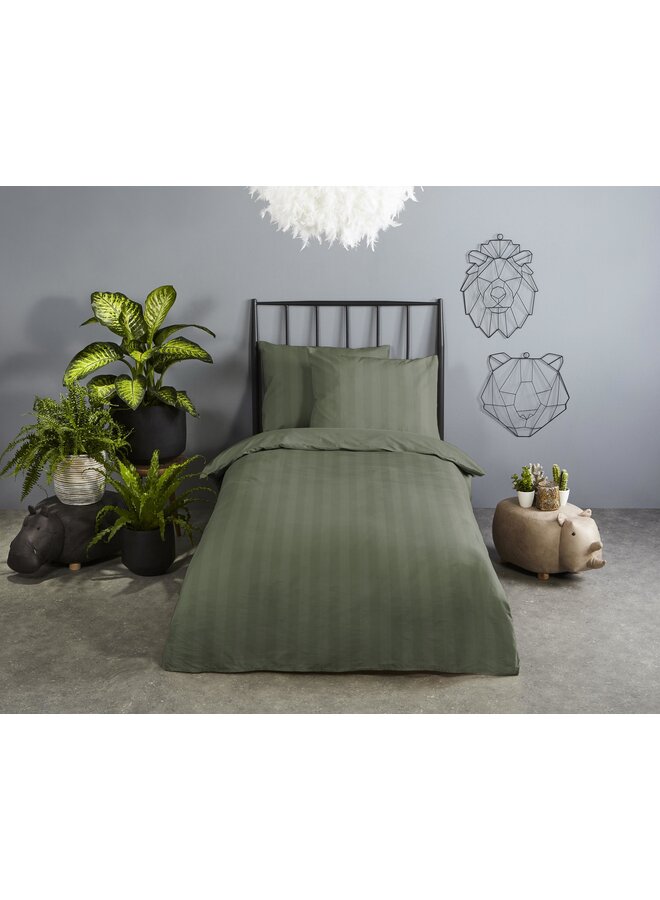 Descanso Dekbedovertrek Kindermaat Hotel Sevilla Olijfgroen - Katoensatijn