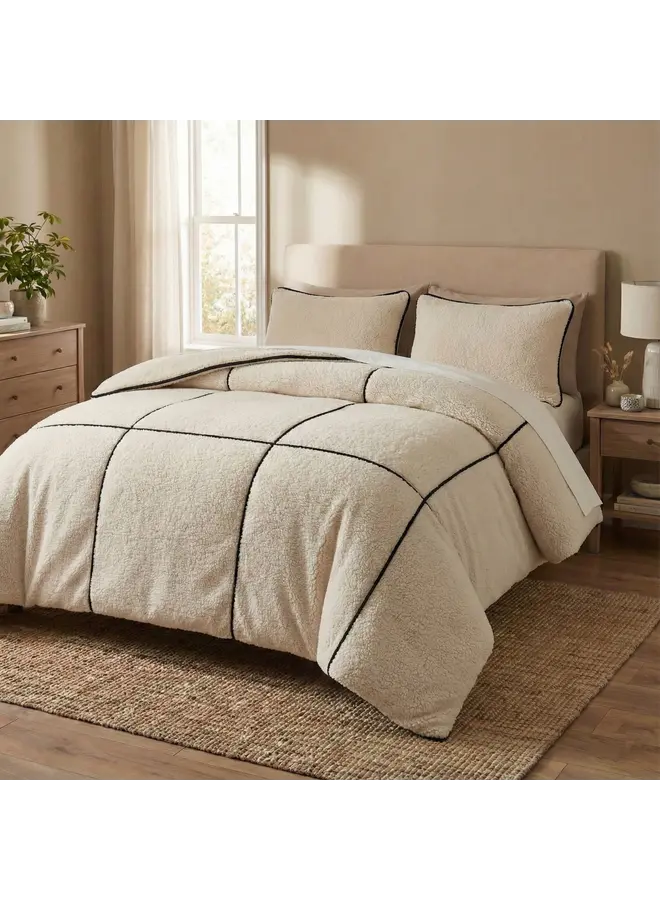 Dekbedovertrek Trim Beige - Teddystof PL1