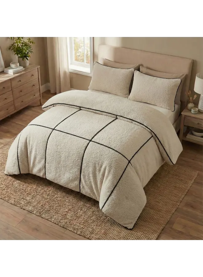 Sleeptime Dekbedovertrek Trim Beige - Teddystof