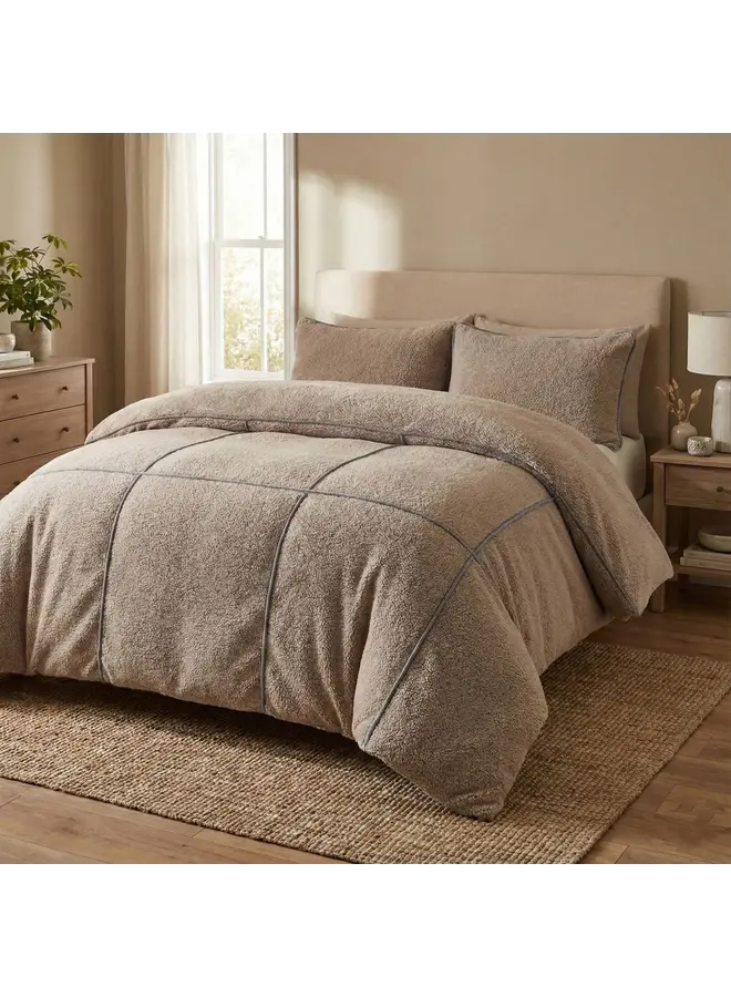 Sleeptime Dekbedovertrek Trim Donker Taupe - Teddystof