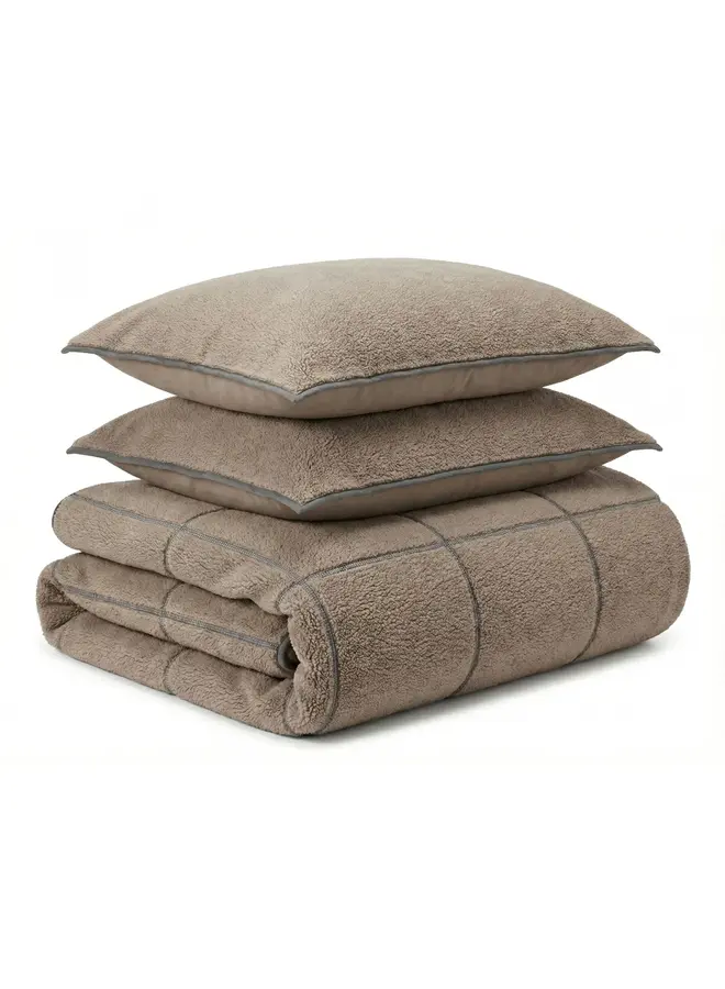 Sleeptime Dekbedovertrek Trim Donker Taupe - Teddystof