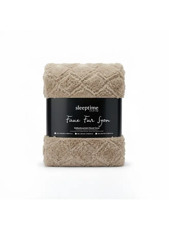 Sleeptime Dekbedovertrek Faux Fur Syon Taupe - Polyester