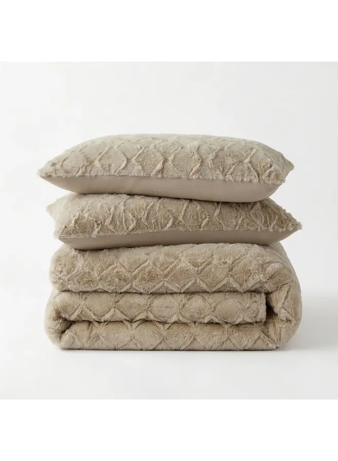 Dekbedovertrek Faux Fur Syon Taupe - Polyester PL1