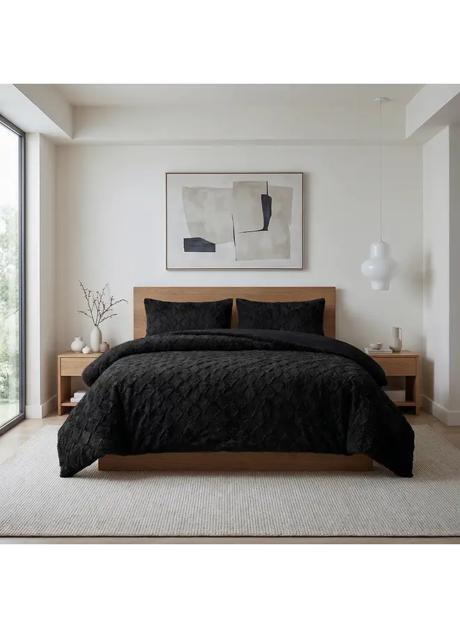 Sleeptime Dekbedovertrek Faux Fur Syon Zwart - Polyester