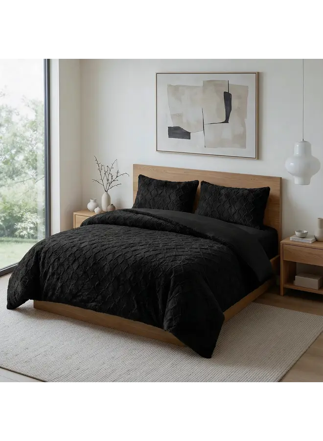 Sleeptime Dekbedovertrek Faux Fur Syon Zwart - Polyester