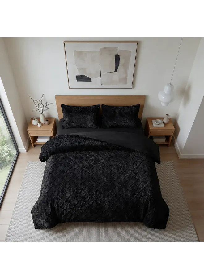 Sleeptime Dekbedovertrek Faux Fur Syon Zwart - Polyester