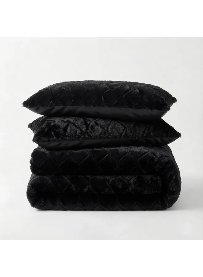 Sleeptime Dekbedovertrek Faux Fur Syon Zwart - Polyester