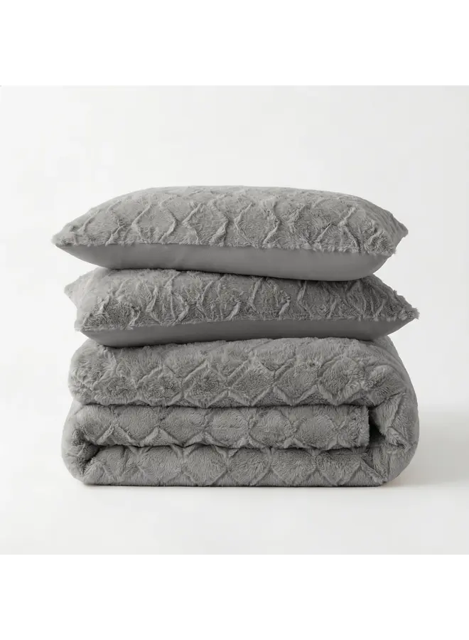 Sleeptime Dekbedovertrek Faux Fur Syon Grijs - Polyester