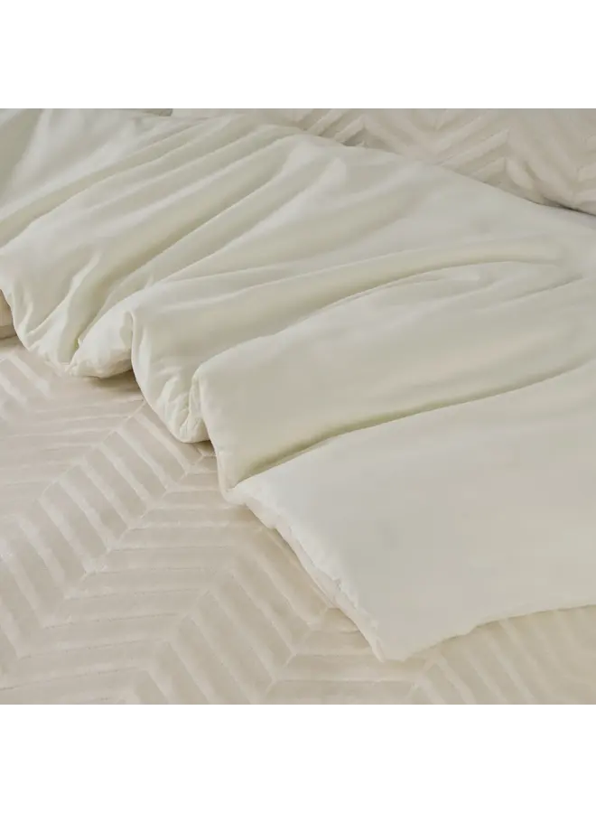 Sleeptime Dekbedovertrek Chevron Creme - Teddystof