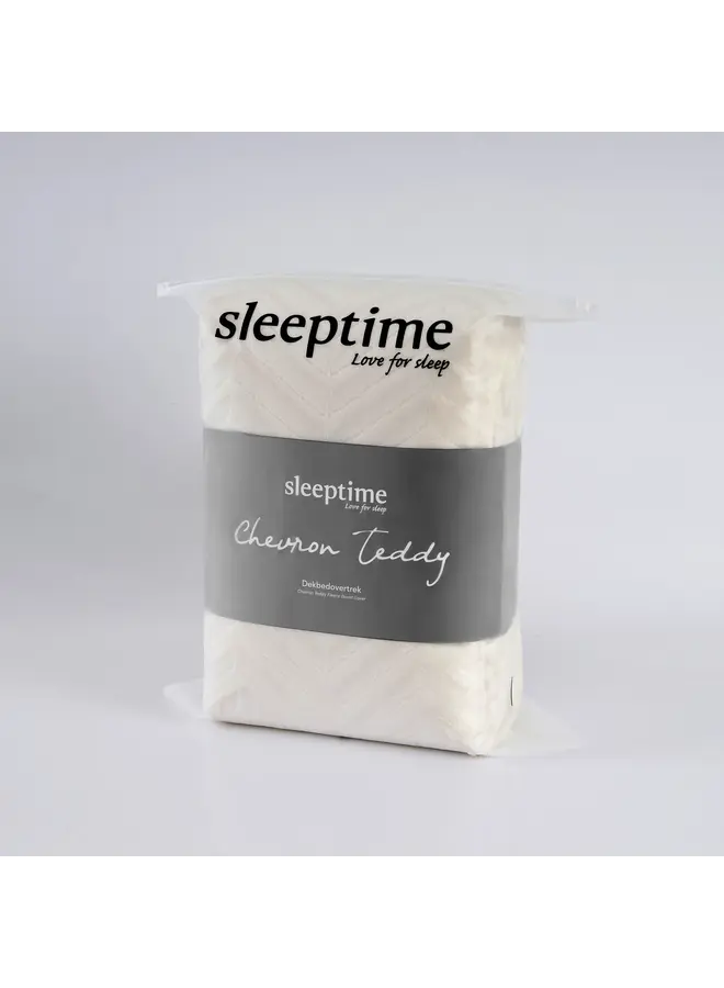 Sleeptime Dekbedovertrek Chevron Creme - Teddystof