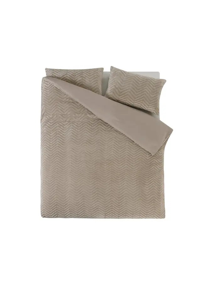 Sleeptime Dekbedovertrek Chevron Taupe - Teddystof