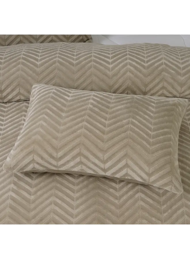 Sleeptime Dekbedovertrek Chevron Taupe - Teddystof