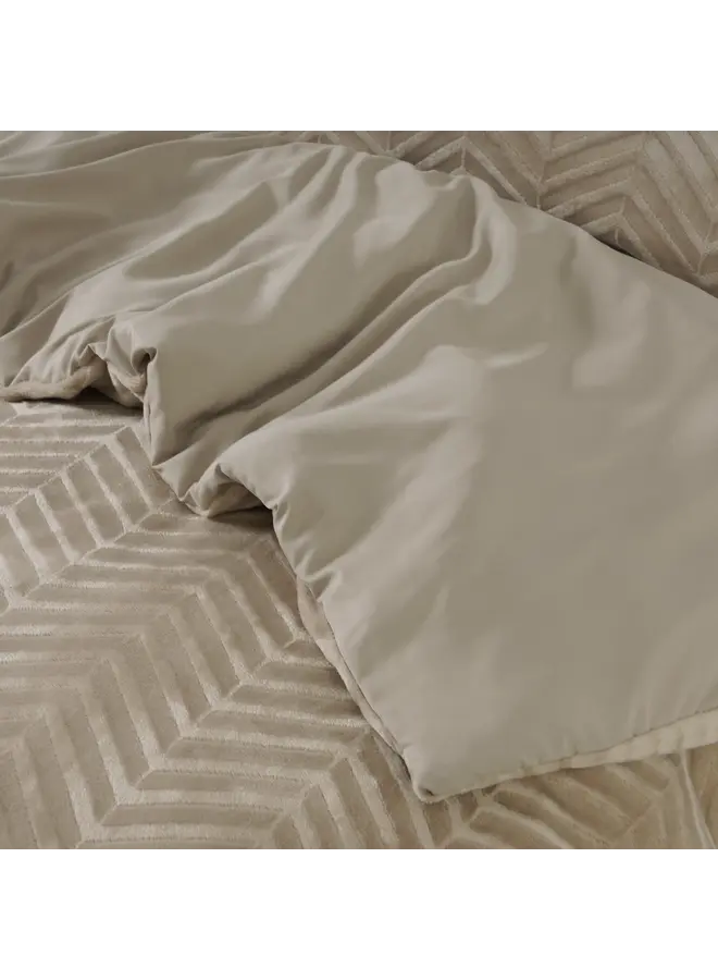 Sleeptime Dekbedovertrek Chevron Taupe - Teddystof