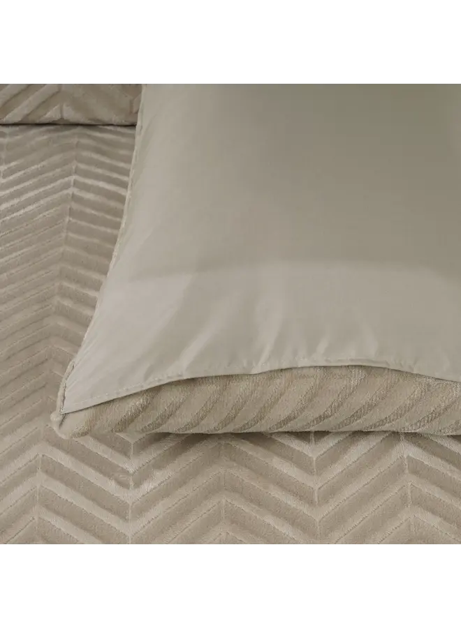Sleeptime Dekbedovertrek Chevron Taupe - Teddystof