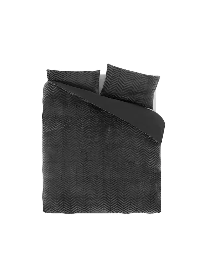 Sleeptime Dekbedovertrek Chevron Antraciet - Teddystof