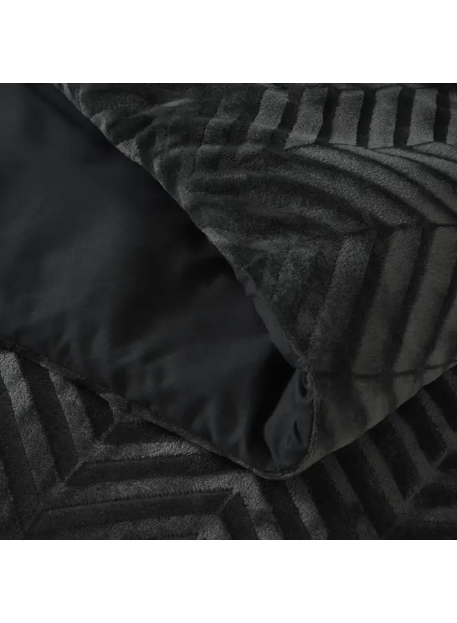 Sleeptime Dekbedovertrek Chevron Antraciet - Teddystof