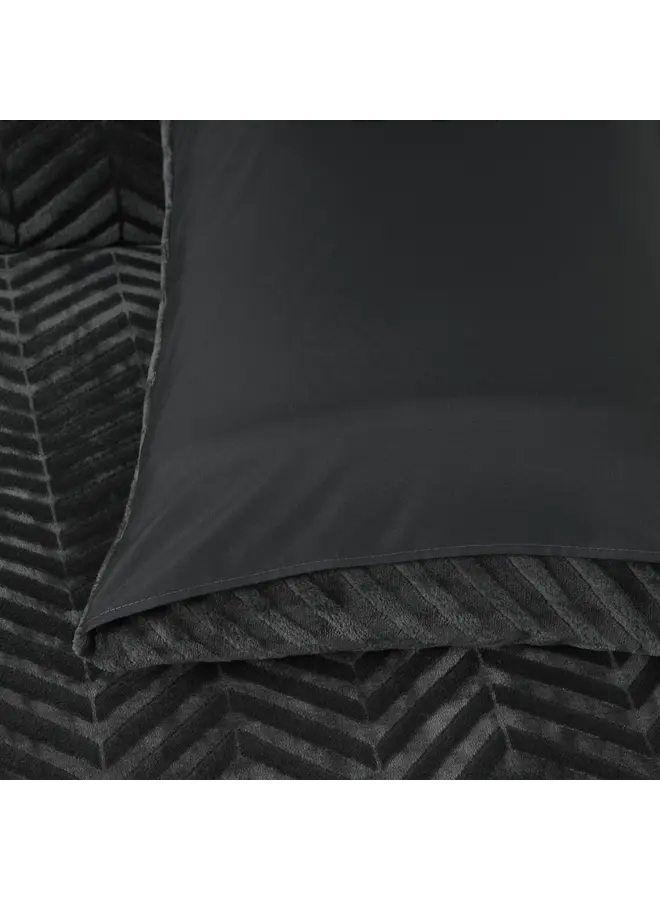 Sleeptime Dekbedovertrek Chevron Antraciet - Teddystof