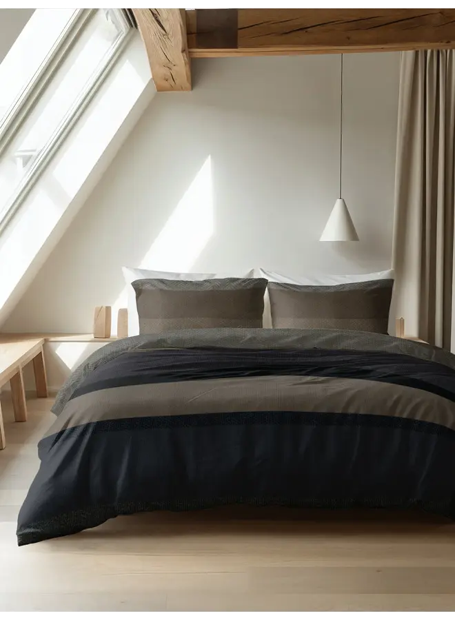 Sleeptime Dekbedovertrek Ravon Taupe/Antraciet - Flanel