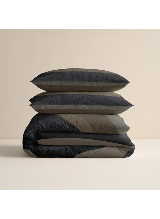 Sleeptime Dekbedovertrek Ravon Taupe/Antraciet - Flanel