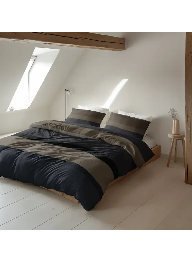 Sleeptime Dekbedovertrek Ravon Taupe/Antraciet - Flanel