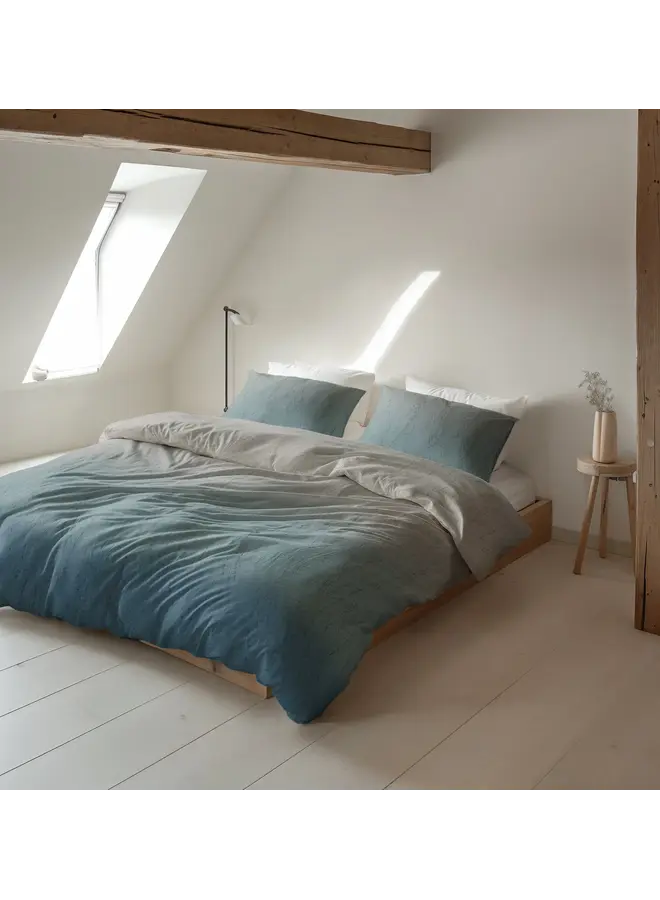 Sleeptime Dekbedovertrek Gradia Beige/Blauw - Flanel