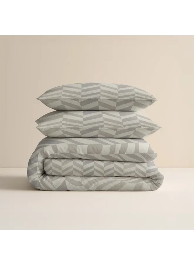 Sleeptime Dekbedovertrek Chevron Beige/Zand - Flanel