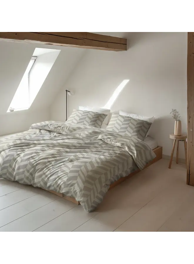 Sleeptime Dekbedovertrek Chevron Beige/Zand - Flanel