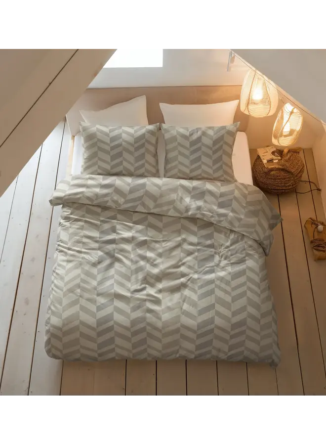 Sleeptime Dekbedovertrek Chevron Beige/Zand - Flanel