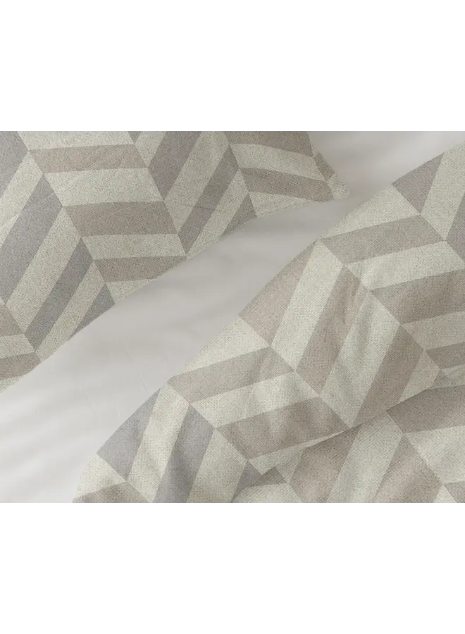 Sleeptime Dekbedovertrek Chevron Beige/Zand - Flanel