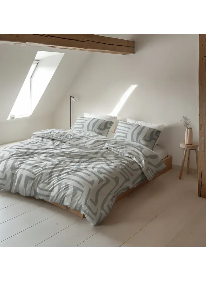 Sleeptime Dekbedovertrek Danis Groen/Grijs - Flanel