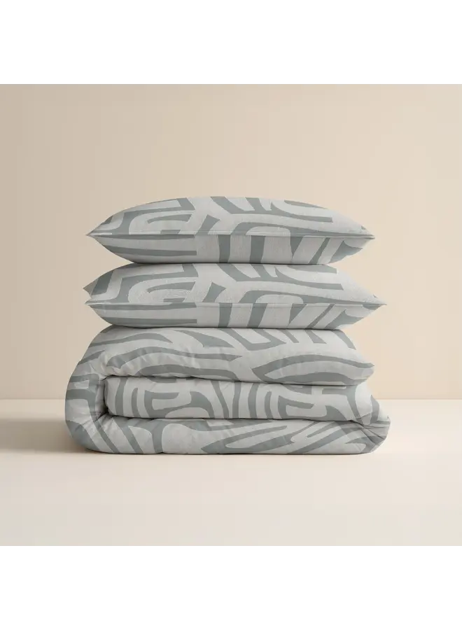 Sleeptime Dekbedovertrek Danis Groen/Grijs - Flanel