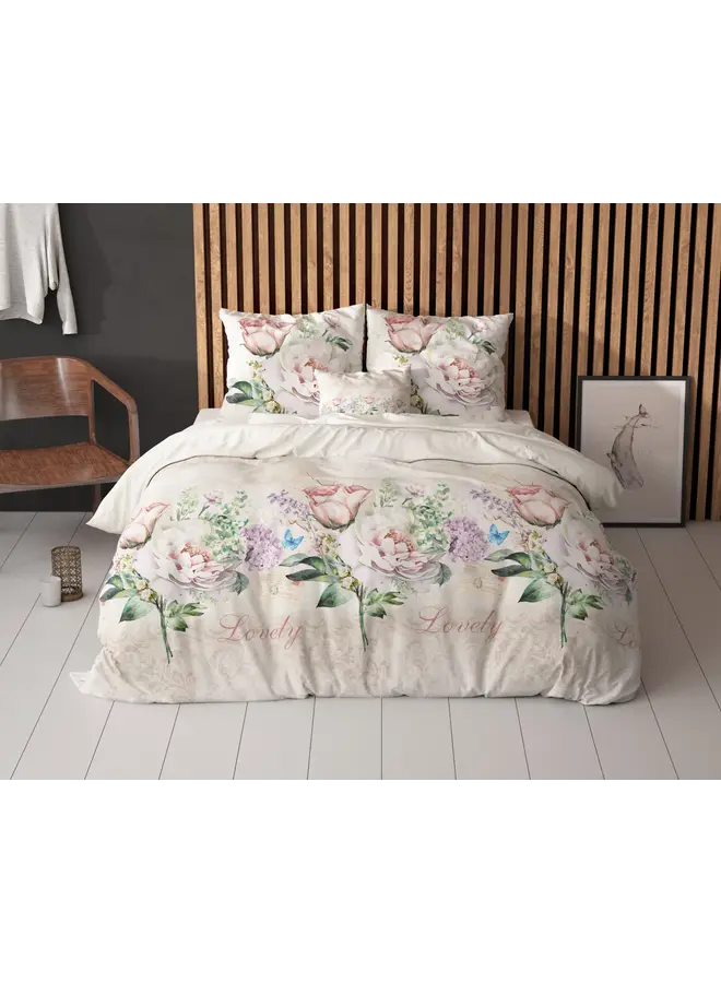 Sleeptime Dekbedovertrek Lovely Flower Beige - Blended Katoen