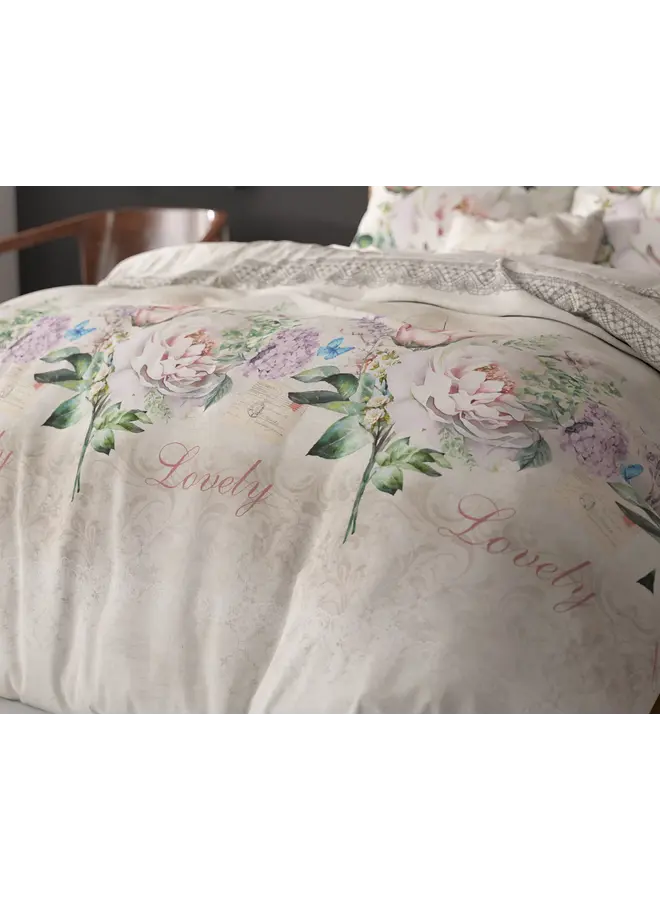 Sleeptime Dekbedovertrek Lovely Flower Beige - Blended Katoen