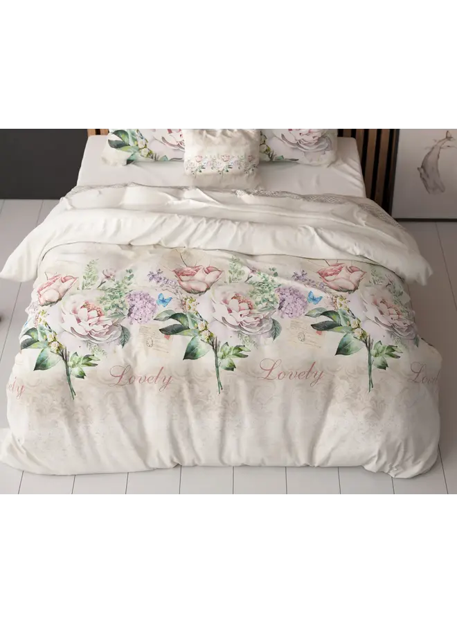 Sleeptime Dekbedovertrek Lovely Flower Beige - Blended Katoen