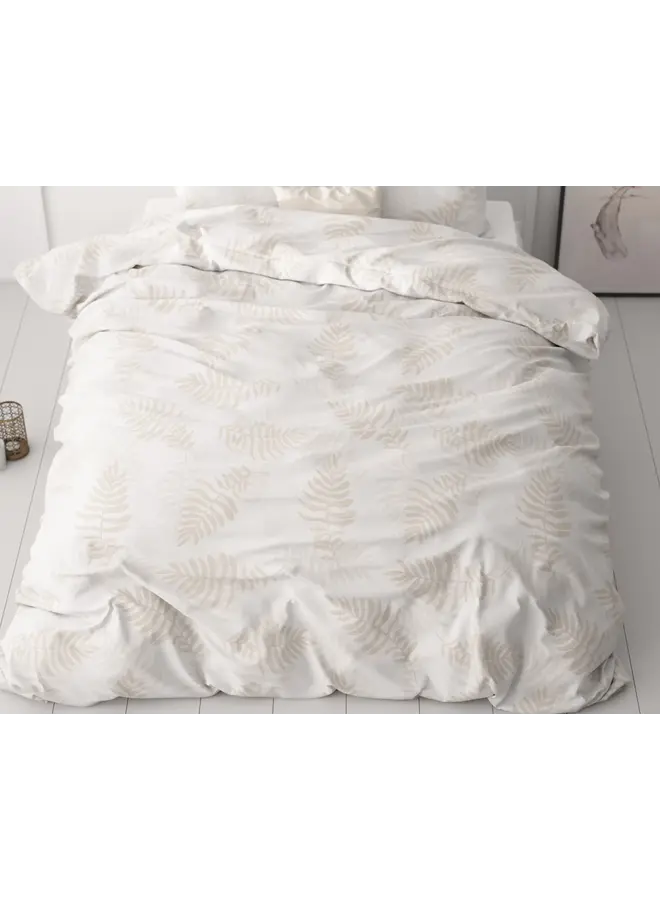 Sleeptime Dekbedovertrek Leaves Light Wit - Microvezel