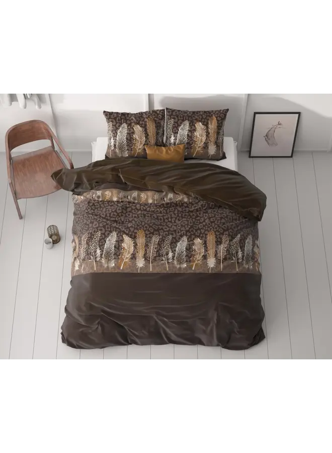 Sleeptime Dekbedovertrek Chocolate Feathers Bruin - Microvezel